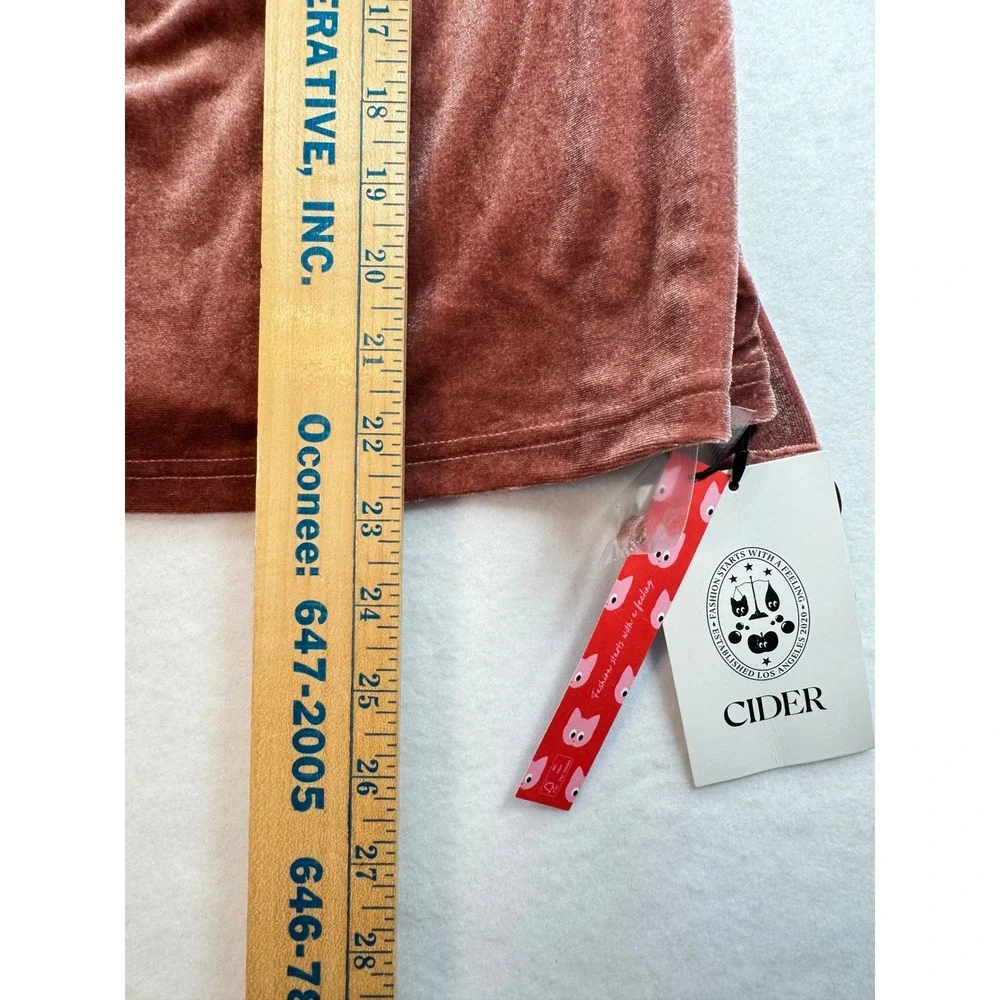 Cider Womens Rust Color Velvet Sleeveless High Cowl Neck Top S  NWT - Picture 9 of 9